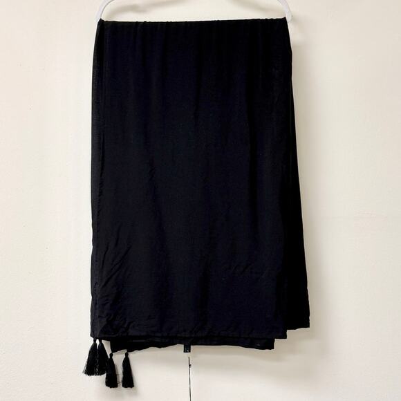 NWT Indah Semi-Sheer Tie Waist Cover-Up Sarong with Tassel Black Womens One Size - Picture 1 of 2